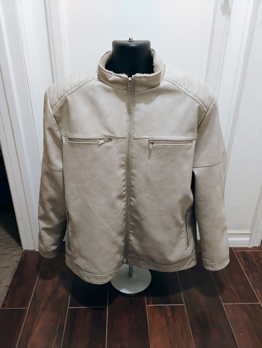 Marc Asher Stone Colored Mens Leather Casual Jacket Size XL